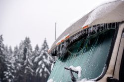 Part,Of,Ice,Covered,Beige,Professional,Bonnet,Industrial,Big,Rig