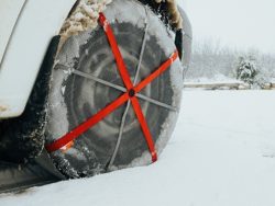 Detail,Of,A,Car,Wheel,With,Textile,Wheel,Snow,Chains